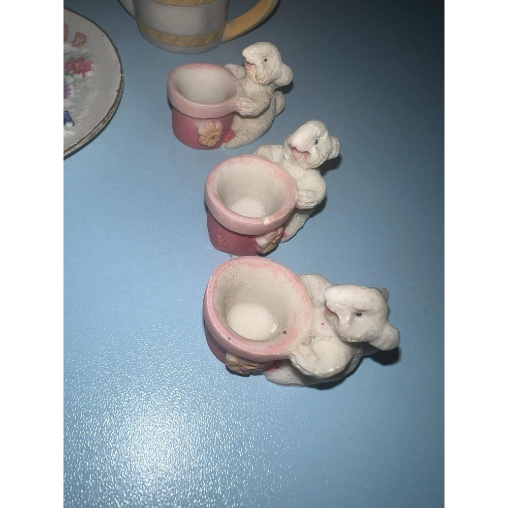 Vintage Resin‎ Bunny Tea Set Of 5 - Picture 4 of 5